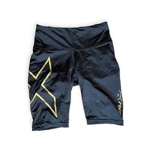 2XU Compression Bike Shorts Black Gold athletic athleisure work out small
